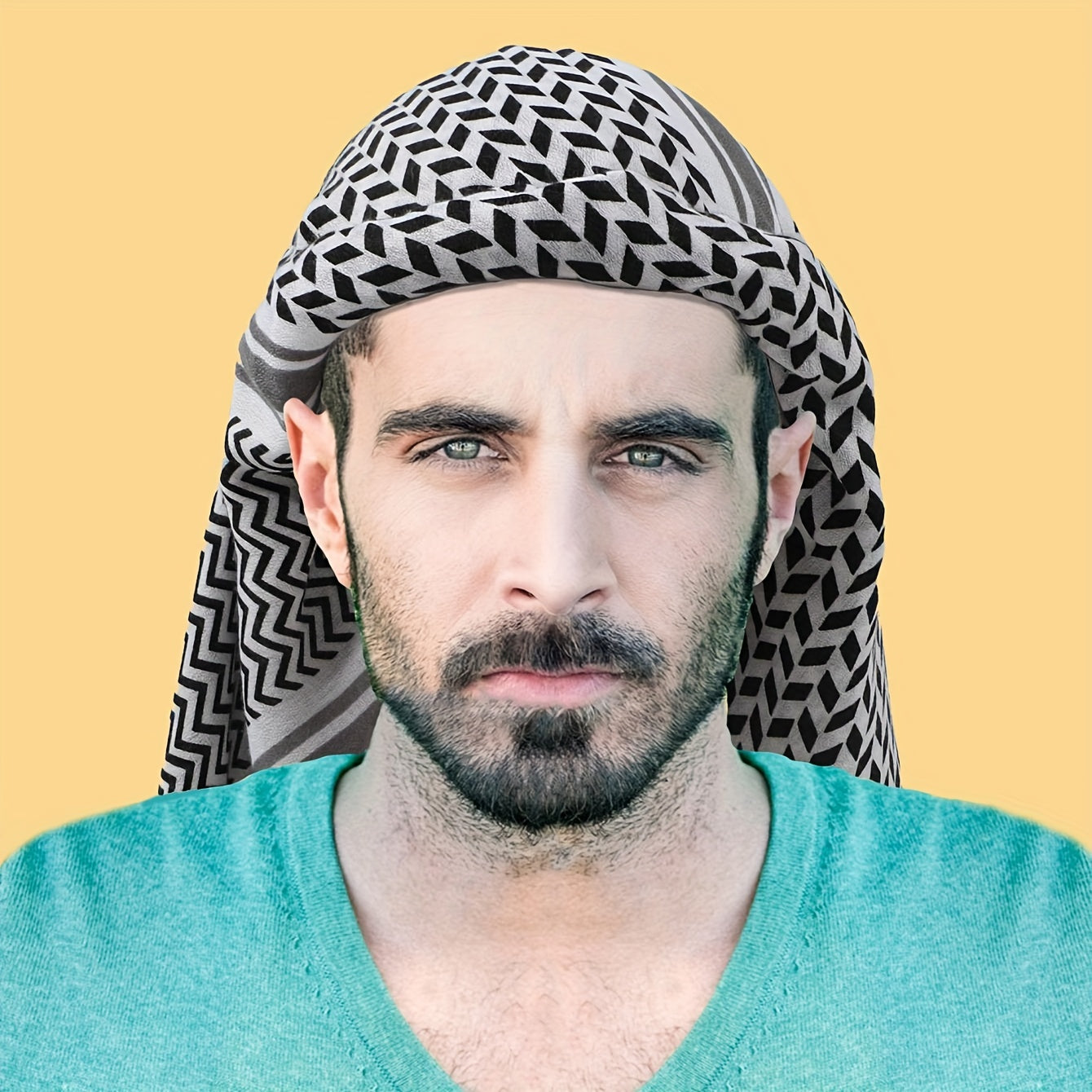 Men's Grey Striped Folding Line Scarf Headscarf