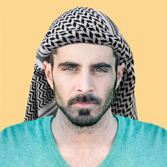 Men's Grey Striped Folding Line Scarf Headscarf