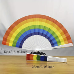 Summer Rainbow Plastic Dance Fan 17 78 Cm Cloth Folding Fan