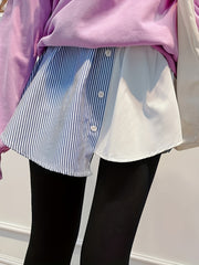 Stripe Print Asymmetrical Skirt Colorblock Casual Skirt