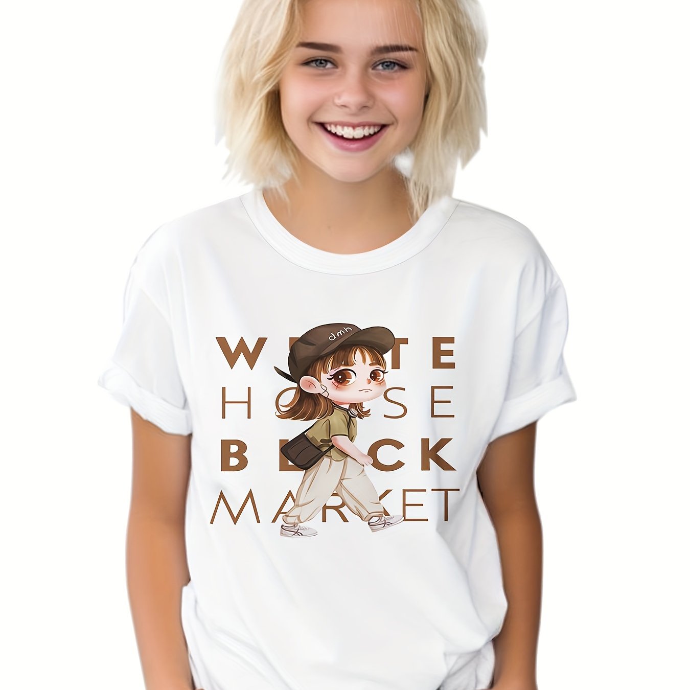 Cartoon Girl Graphic T-shirt for Kids