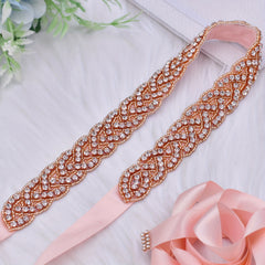 Princess Rhinestone Waist Belt for Girls - Pink Bridal Sash