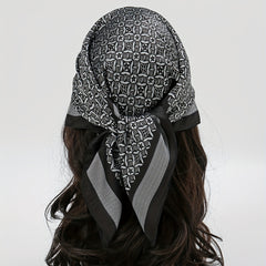 Geometric Print Small Square Silk Scarf Head Wrap