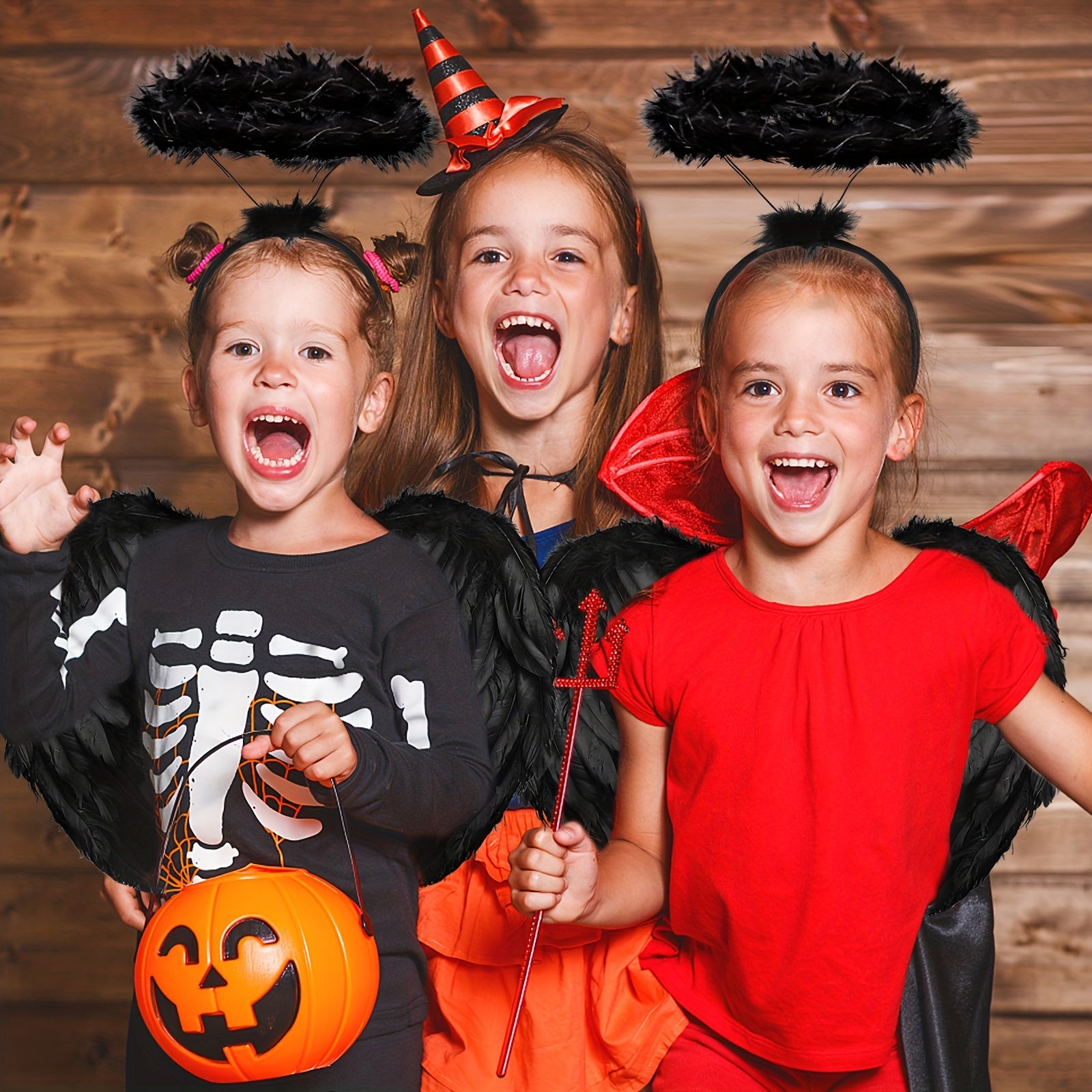 Halloween Angel Wings Costume Ladies With Halo Angel Wings