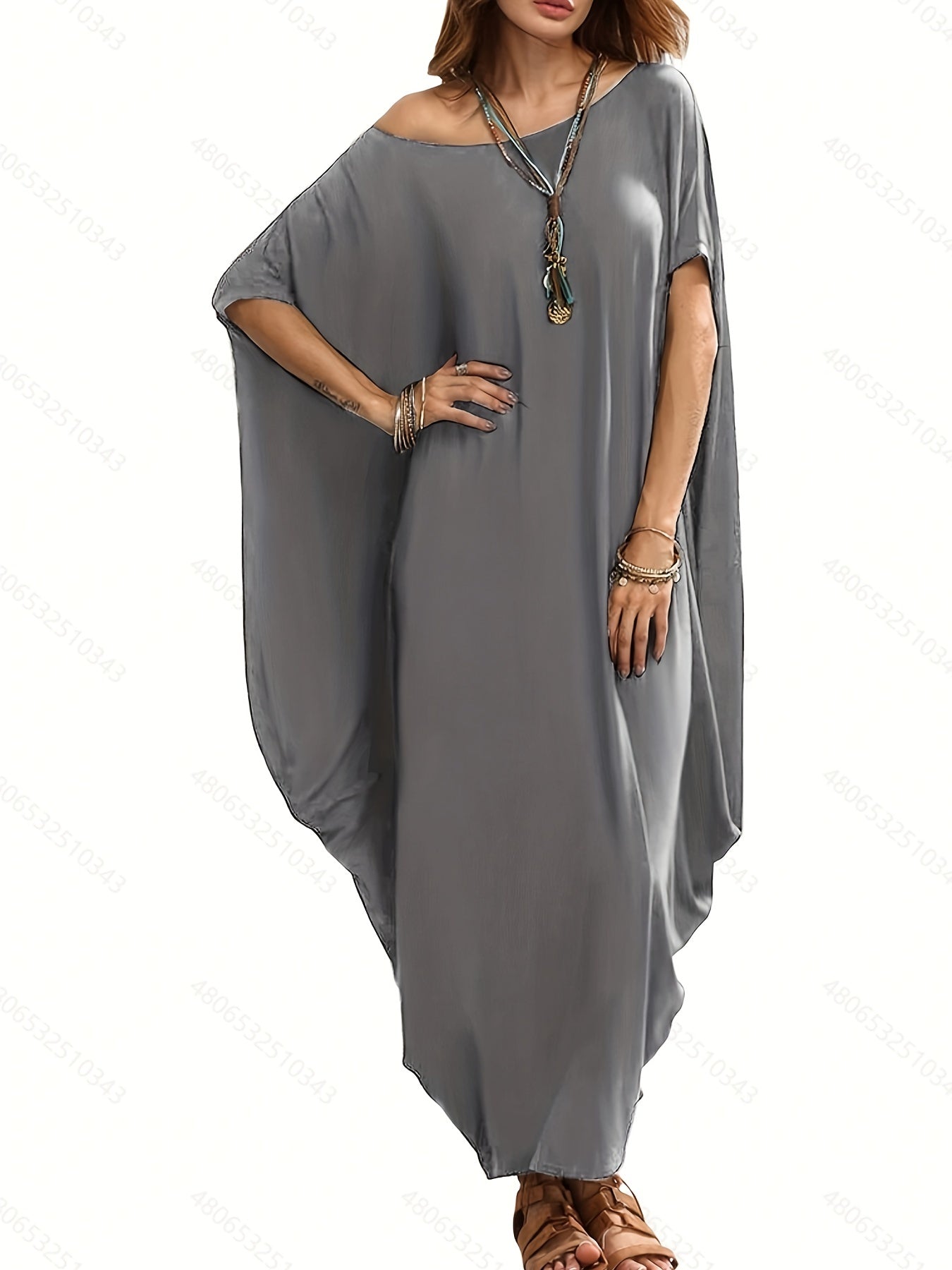 Solid Kaftan High Stretch Baggy Loose Beach Cover Up