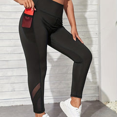 Mesh Tummy Control Yoga Leggings With Pockets