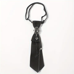 Adjustable Rhinestone Chain Decor Necktie Pre Tied Tie Wedding Collage Bow Tie