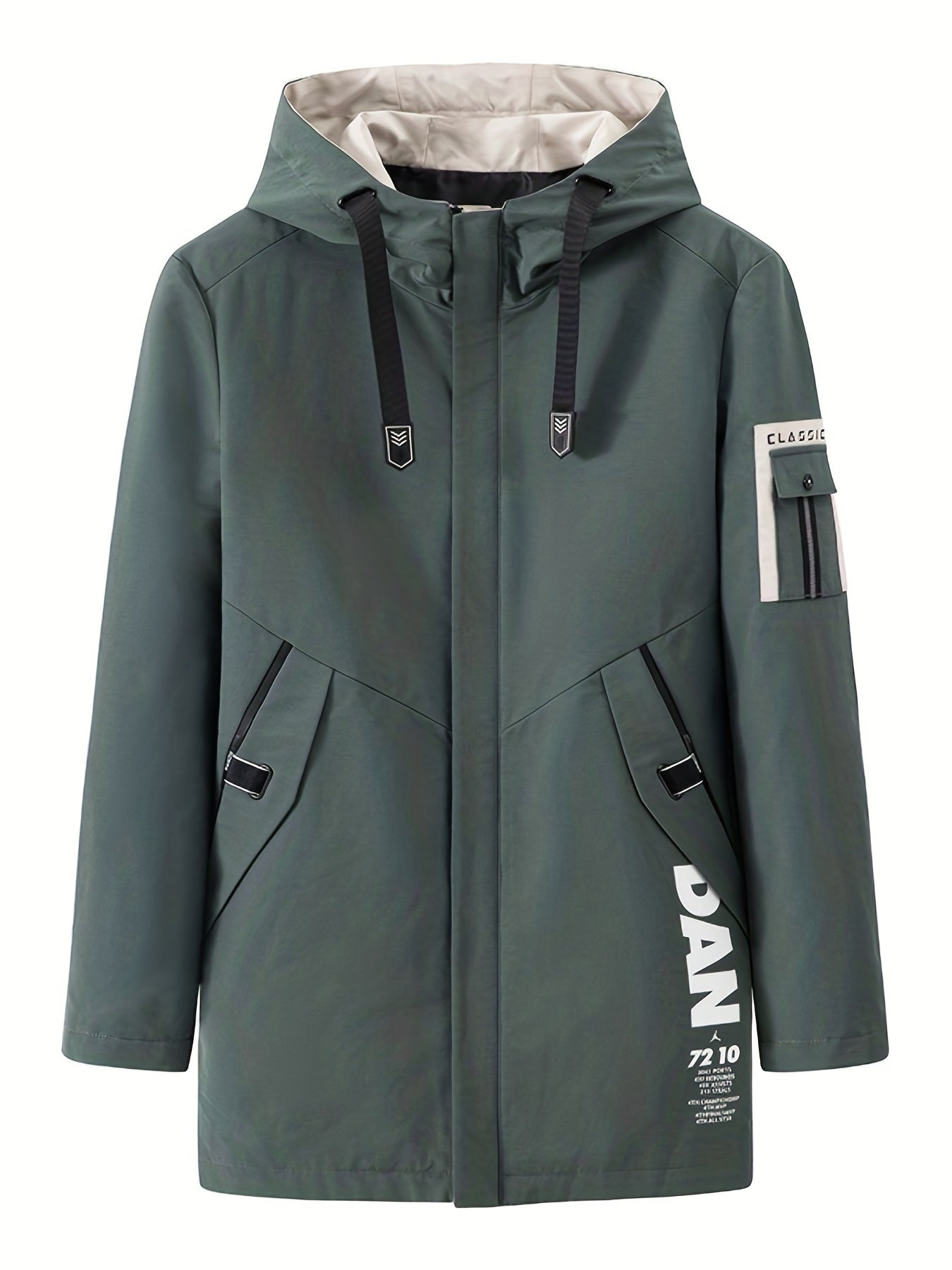 Men's Hooded Windbreaker Jacket Zip Up Coat