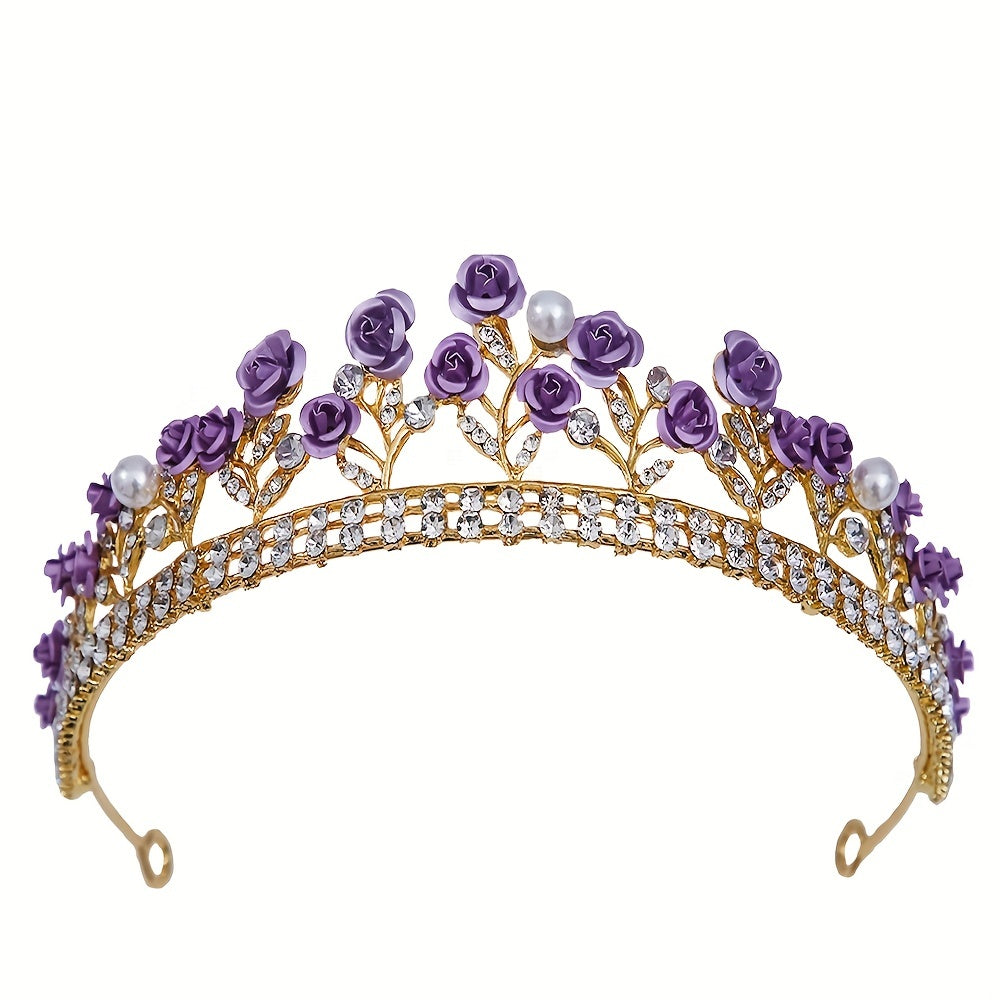 Faux Pearl Rhinestone Tiara Wedding Hair Accessory