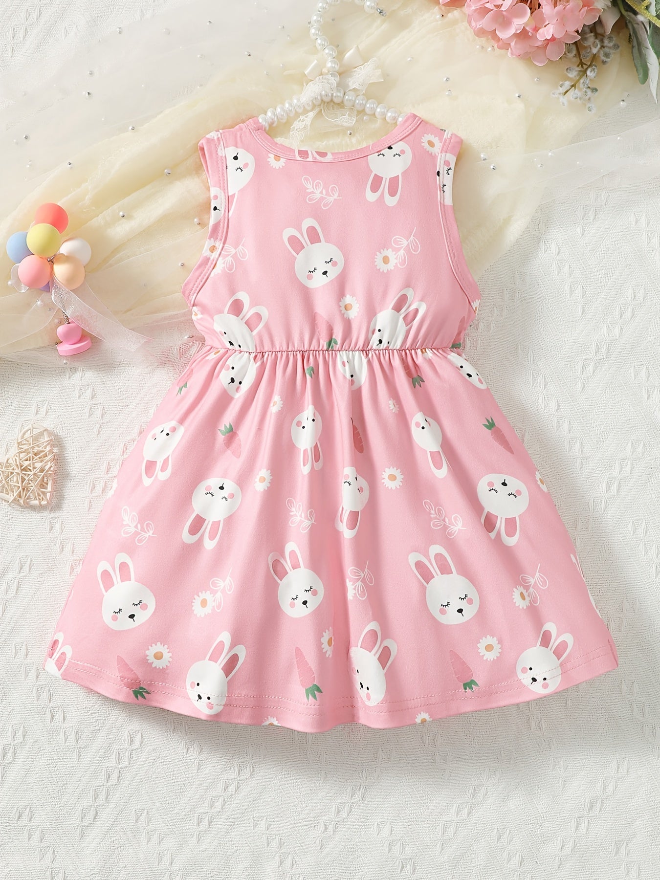 Baby Girls Rabbit Graphic Bowknot Dress