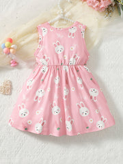 Baby Girls Rabbit Graphic Bowknot Dress