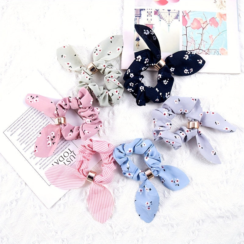 Rabbit Ear Striped Hairband Elastic Hair Rope