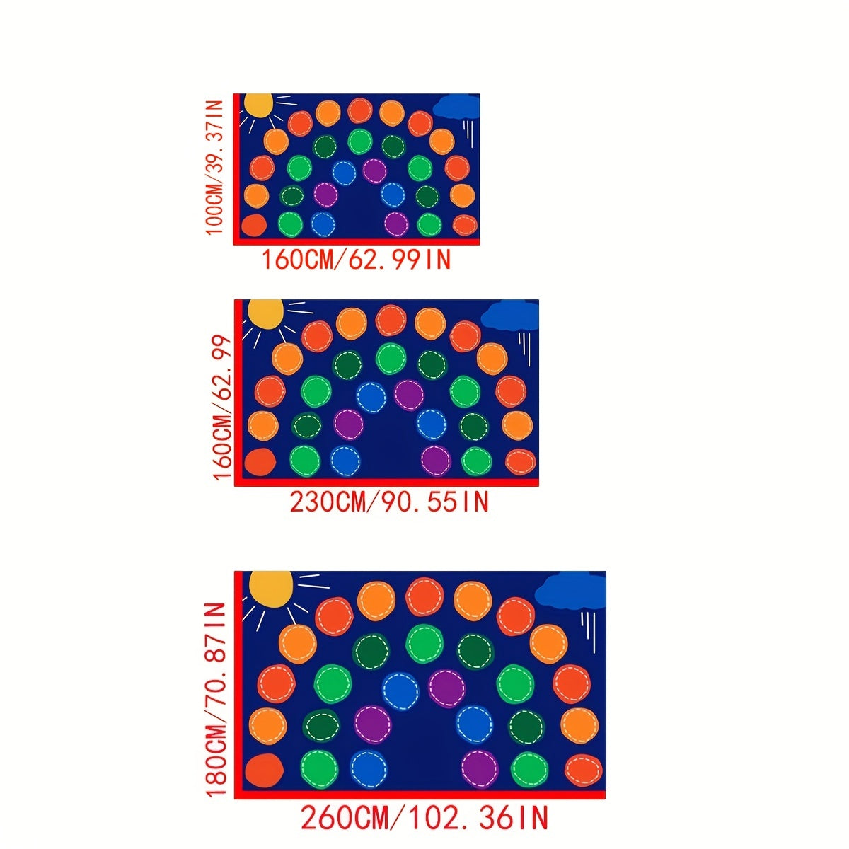 Colorful Rings Children's Area Rug - Kids Room Circle Seating D cor