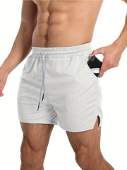 Men's Solid Workout Shorts Active Breathable Drawstring Shorts For Summer