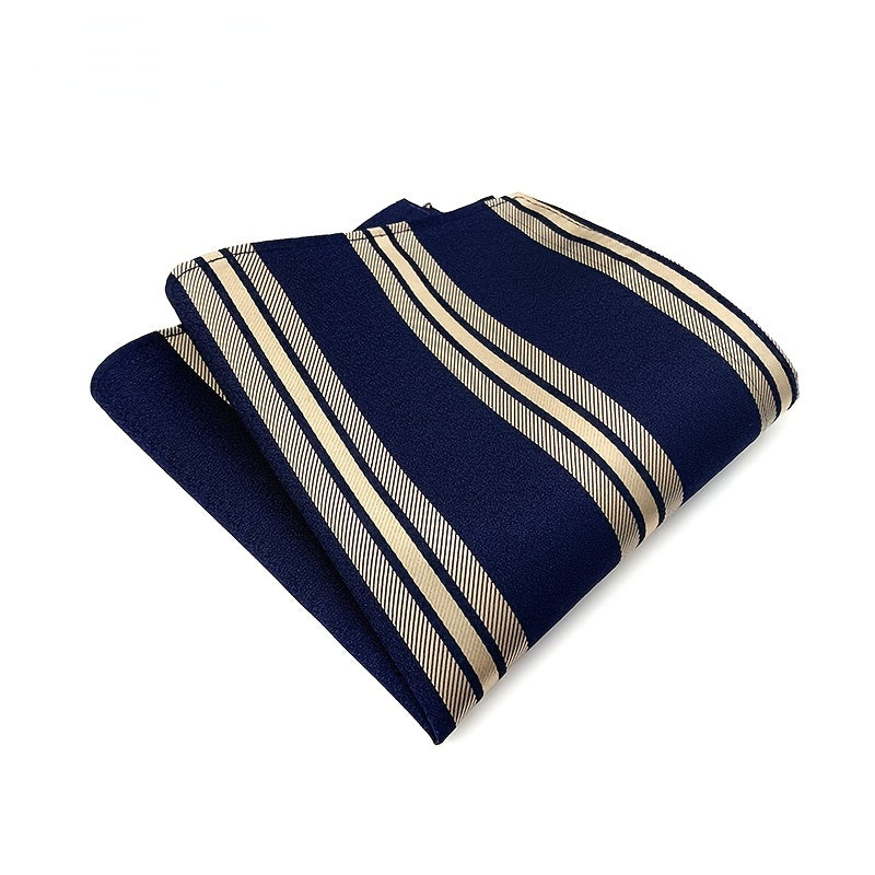 Men's Business Jacquard Polyester Striped Tie Set For Suit Wedding