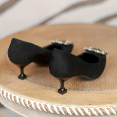 Women's Rhinestone Square Buckle Stiletto Heels