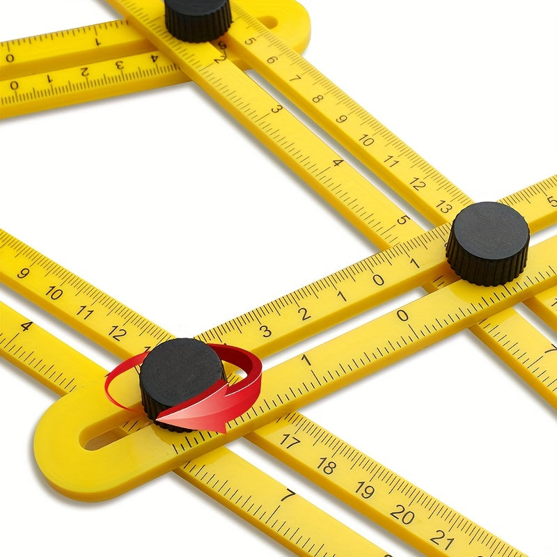Angle Measuring Ruler 4 Sided ABS Plastic Protractor Yellow