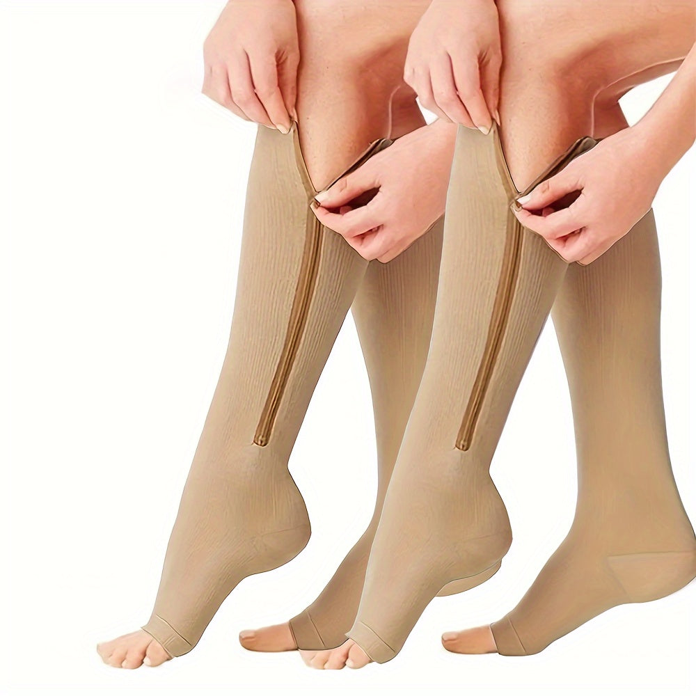 2 Pairs Compression Socks with Zipper for Women & Men