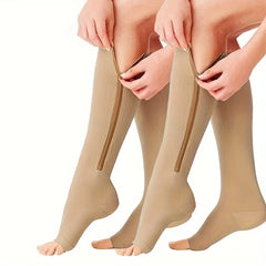 2 Pairs Compression Socks with Zipper for Women & Men