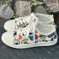 Colorful Print Breathable Skate Shoes Casual Flat Canvas Sneakers