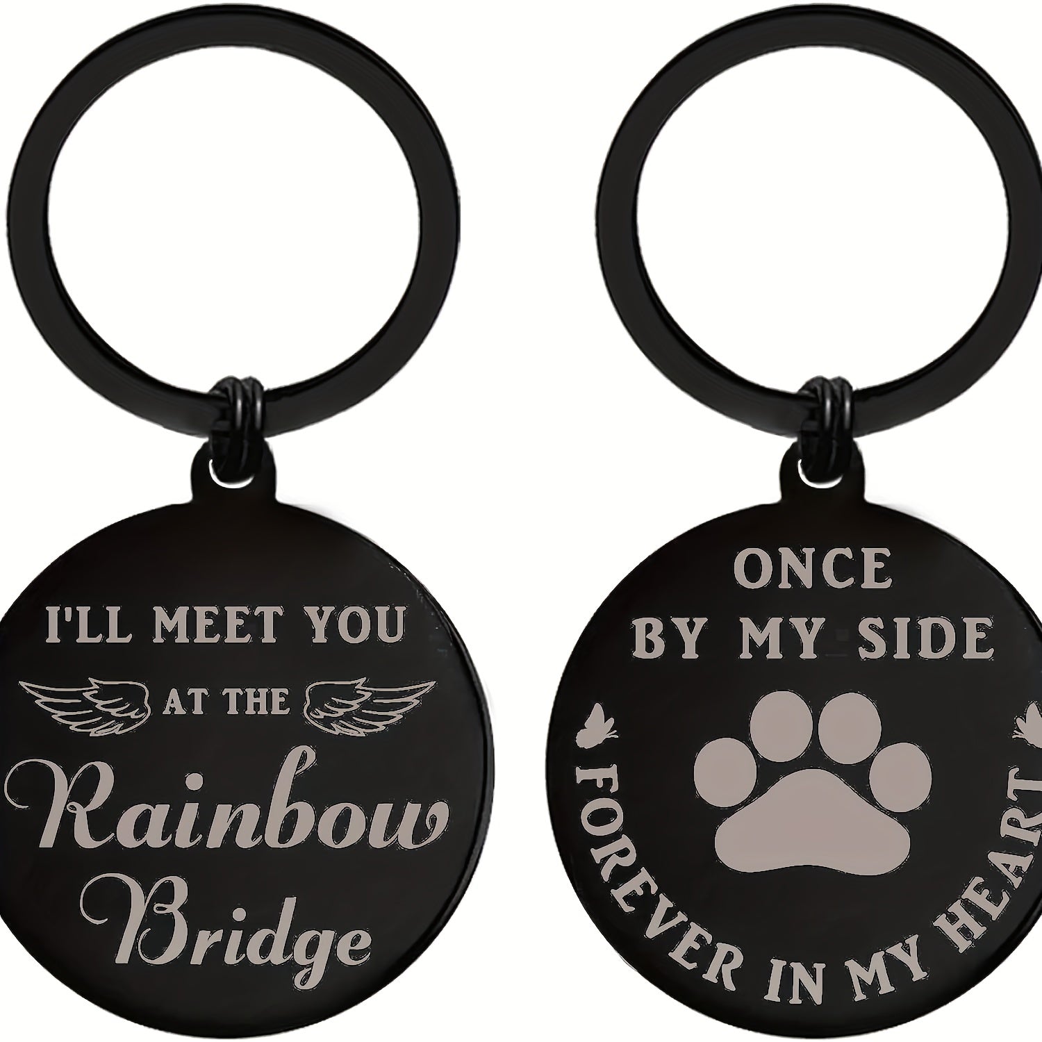 Rainbow Bridge Pet Memorial Metal Engraved Keychain