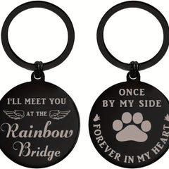 Rainbow Bridge Pet Memorial Metal Engraved Keychain