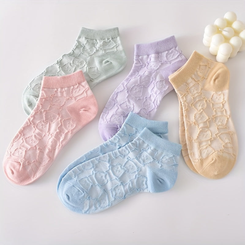 5 Pairs 3D Textured Socks Low Cut Women's Stockings