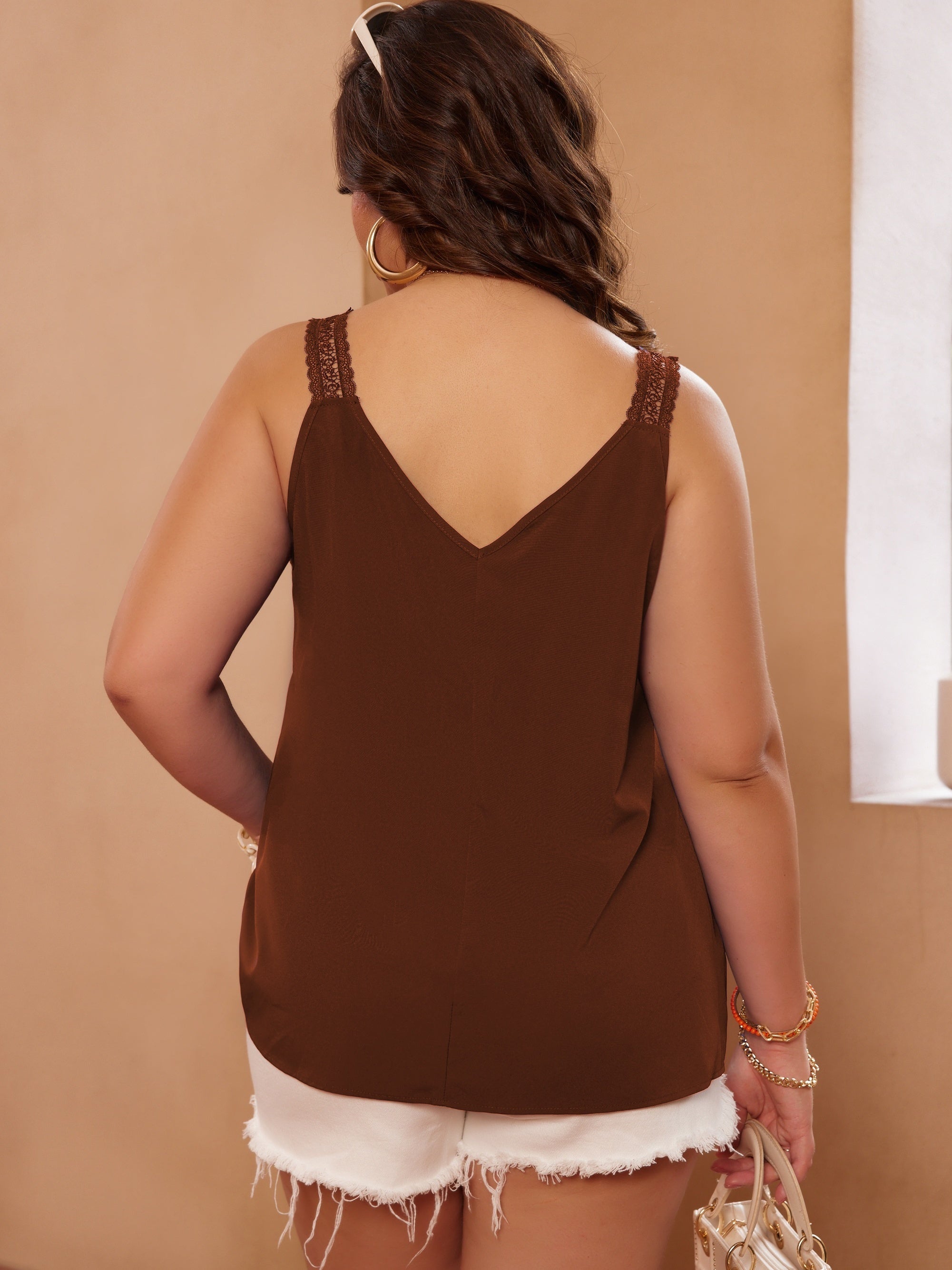 Lace Panel V Neck Cami Top