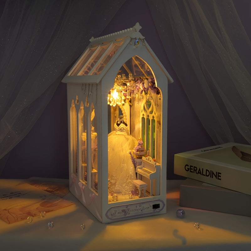 DIY Dollhouse Kit Wedding Scene with Chandelier & Floral Decor
