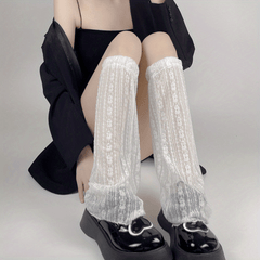 Y2K Lace Mesh Leg Warmers Ruffle Knee High Socks