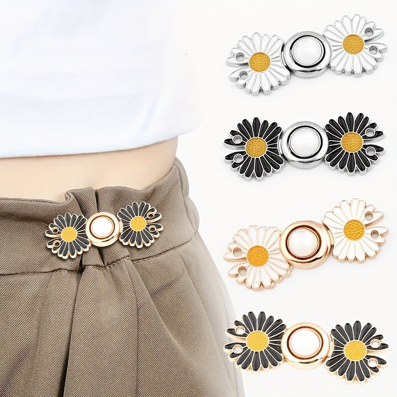 2 Pairs Jeans Dress Buttons Pants Clip Waist Tightener DIY Sewing Buckle