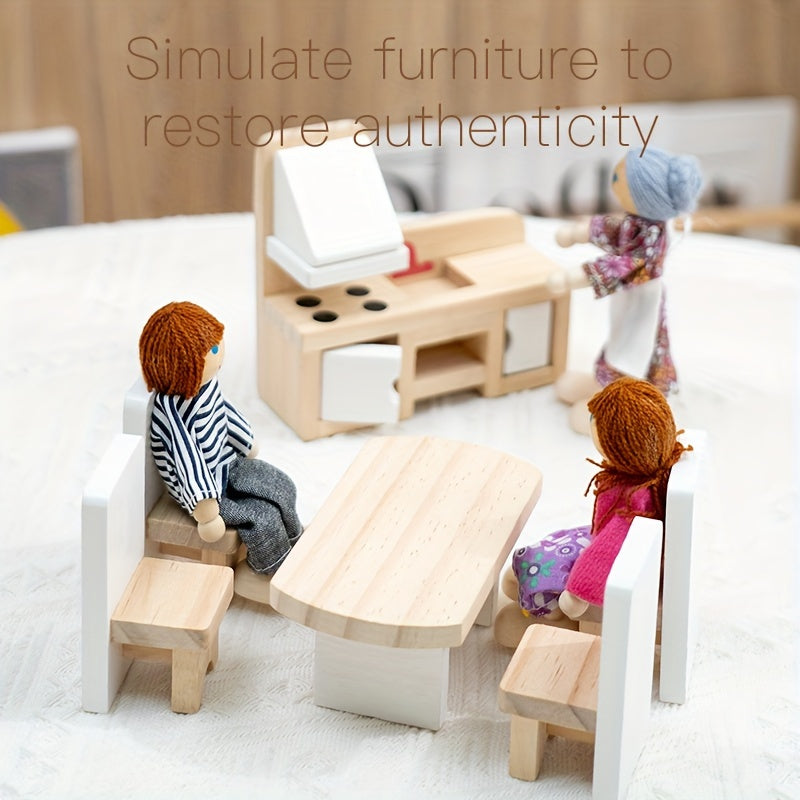 Kids Wooden Playhouse Set for Dollhouses