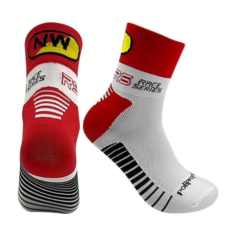 Mid Calf Athletic Socks Cycling Running Sweat Absorbing Breathable Sports
