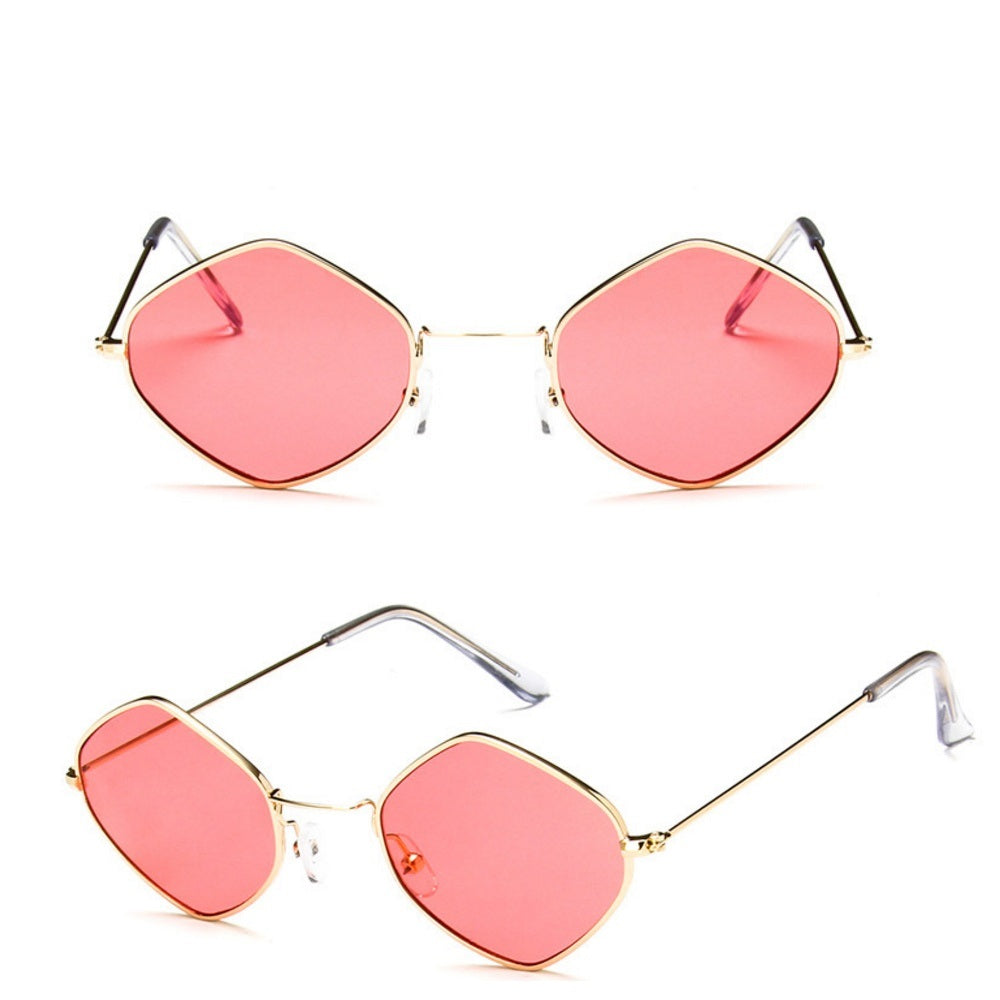 Colorful Metal Square Sunglasses with Transparent Lenses