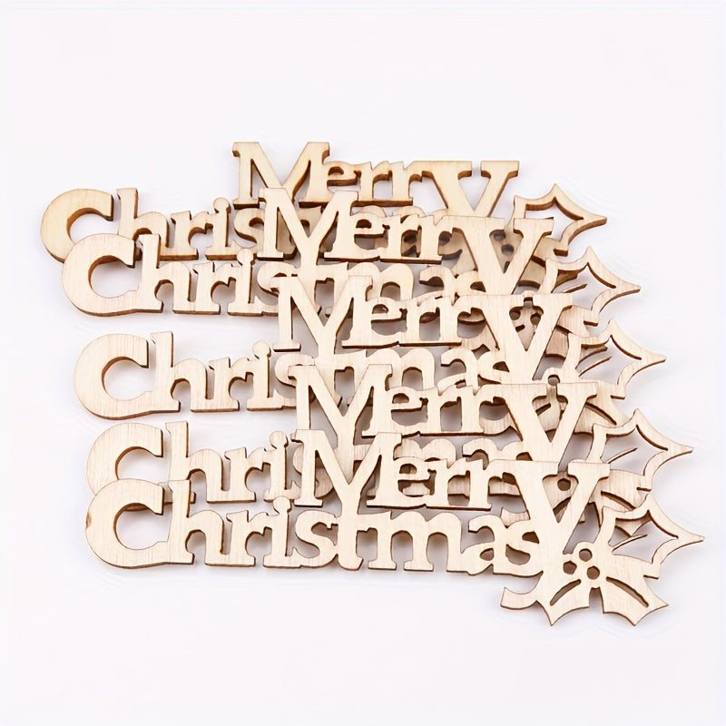 10pcs Merry Christmas Hanging Ornaments Wooden Letter Crafts DIY Home Decor Xmas