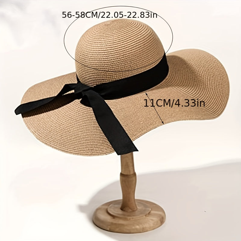 Women's Foldable Floppy Sun Hat Wide Brim UV Protection Straw Hat Solid