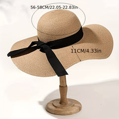 Women's Foldable Floppy Sun Hat Wide Brim UV Protection Straw Hat Solid
