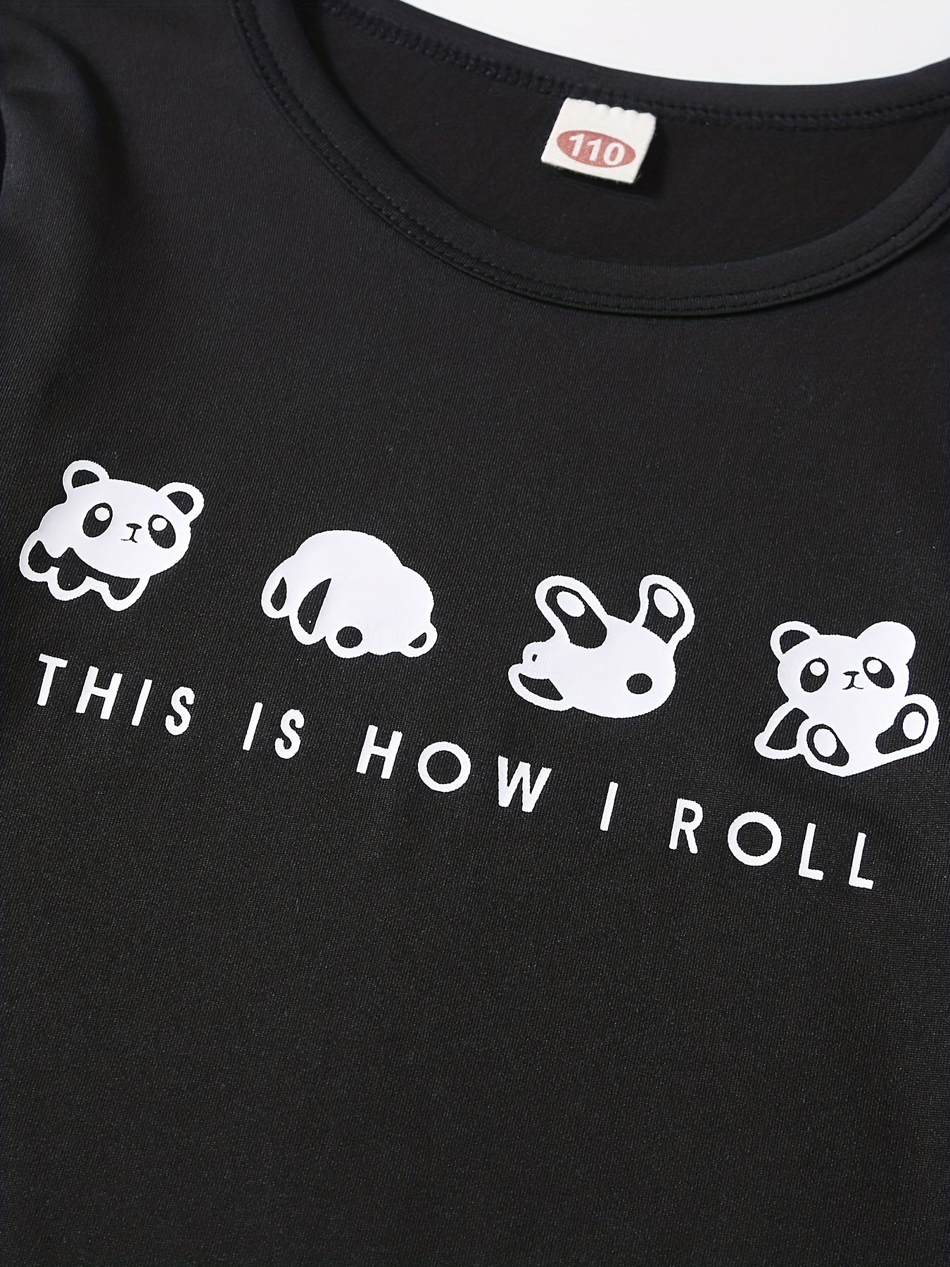 Boys Rolling Panda Cartoon Long Sleeve Pajama Set