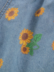 Girls Sunflower Graphic Casual Denim Shorts Kids Summer Clothes