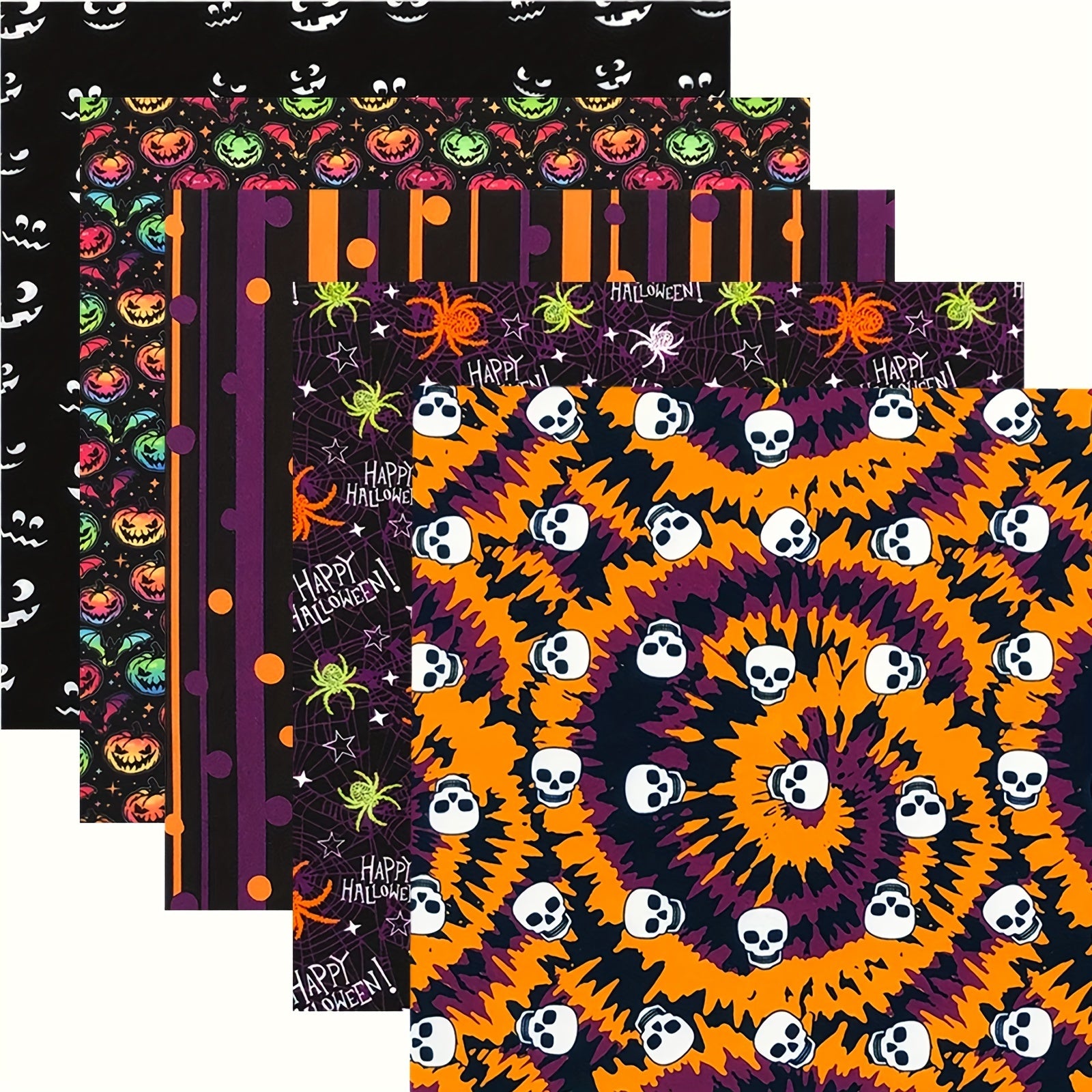 5pcs Halloween Quilted Fabric Pumpkin DIY Sewing Crafts