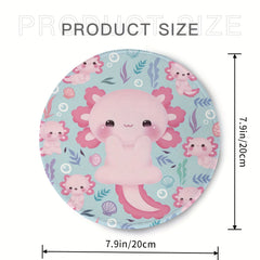 Axolotl Round Mouse Pad Non Slip Rubber Base Home Office Decor Desk Accessories