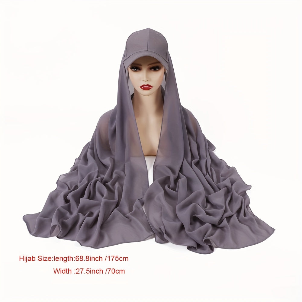 Chiffon Scarf Baseball Cap 2 Piece Set Breathable Sun Proof Hat