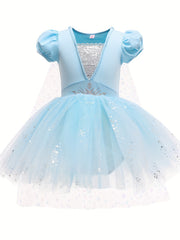 Girls Ballet Dress Ruffled Sleeve Dance Tutu Princess Costume