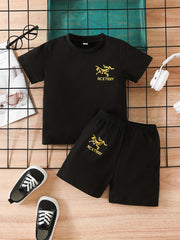 2pcs Boys Casual Tee & Shorts Set Summer Kids Clothing