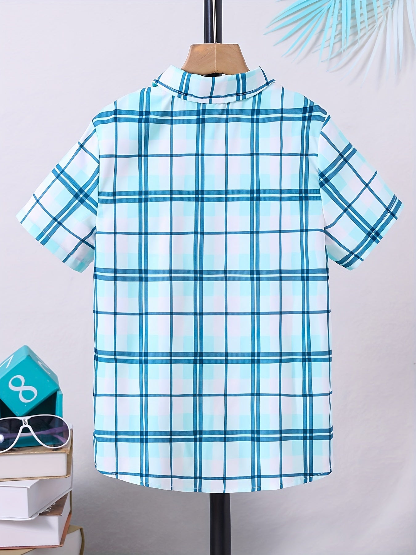 Plaid Casual Short Sleeve Shirt for Boys