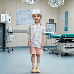 2pcs Kids Nurse Role Play Outfit Pink & Polyester Costume with Capes Pumps