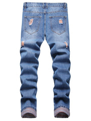 Slim Fit Ripped Jeans Men Distressed Denim Pants