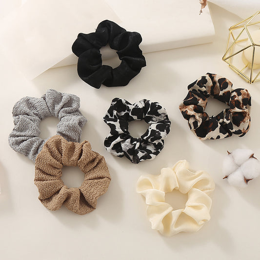6pcs Leopard Print Boho Large Scrunchies Colorful Women Vintage Hair Acces