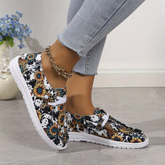 Sunflower Pattern Slip On Women's Casual Shoes