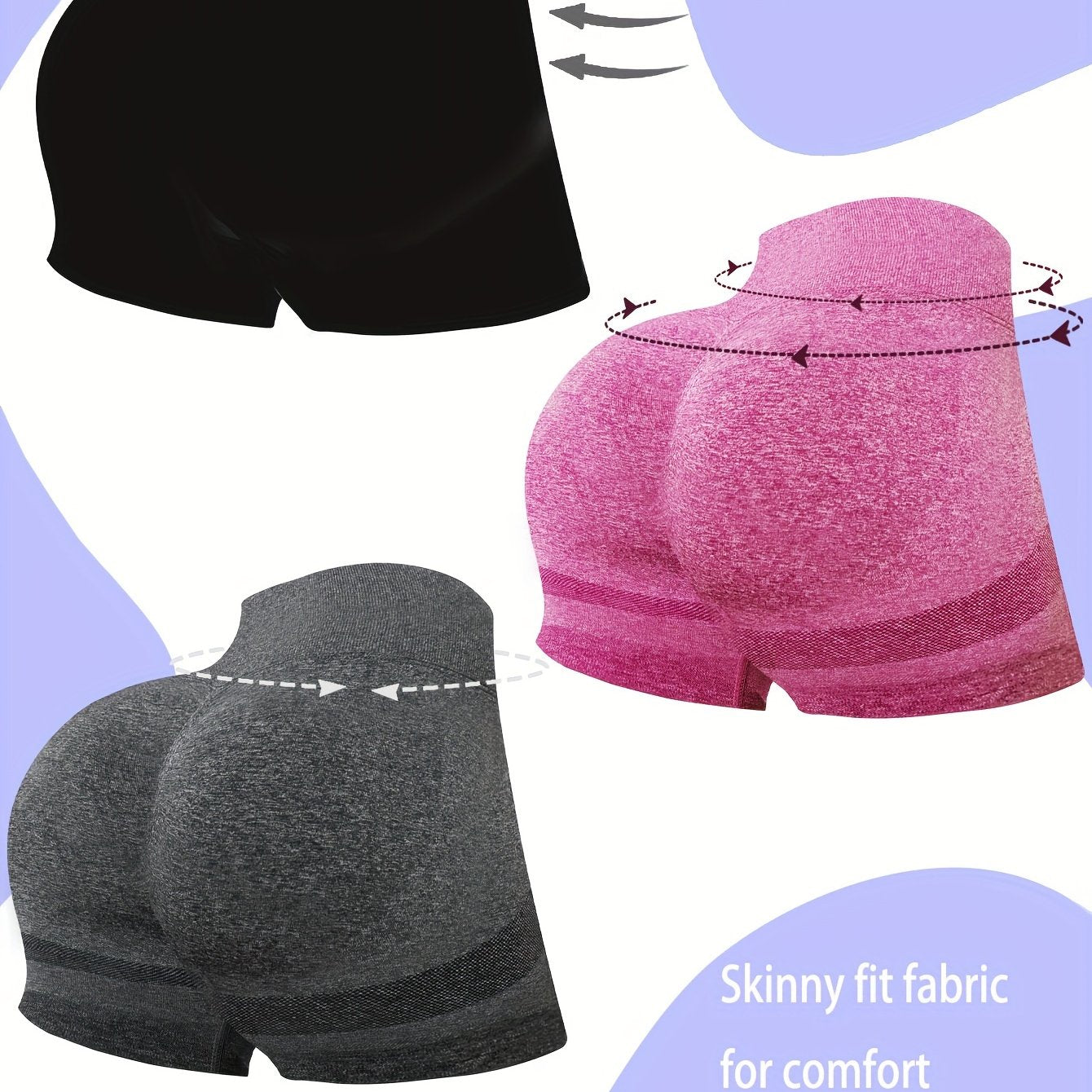 3pcs Seamless High Stretch Yoga Shorts Fitness Running Sports Women's Act